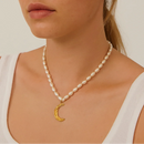 Colar com Pérolas Naturais Millene Lua Banhado em Ouro 18k