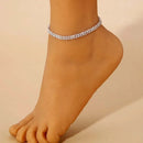 Moda dupla fileira tornozeleira strass praia tornozelo pulseira corrente descalço tênis verão tornozeleira charme pulseira jewerly presente festa