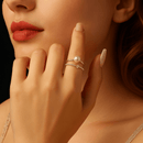 Anel Duplo Solene Prata – Pérola & Moissanite