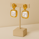 Brinco Orlena Pérola Quadrada Banhado em Ouro 18k