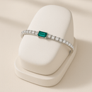 Pulseira Riviera com Pedra Verde Central em Prata 925