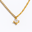 Colar com Pingente de Zircônia Cubica Banhado em Ouro 18k