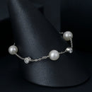 Pulseira Com Pérolas e Moissanite em Prata 925