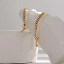 Pulseira Dupla com Pérolas e Zircônias Banhada em Ouro 18k