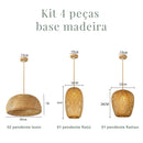 Kit 4 Luminárias Pendente de Bambu Naturale