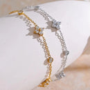 Pulseira Micro Flores Banhada em Ouro 18k