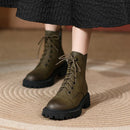 London Bota Feminina De Couro Tratorada - Verde