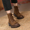 London Bota Feminina De Couro Tratorada - Marrom