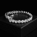Conjunto de joias de cristal redondo de luxo para mulheres charme prata