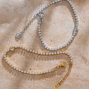 Pulseira de Pedras de Zircônia e Coração Banhada em Ouro 18k