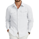 Camisa Masculina Manga Longa em Linho Cargo - Bolsos Duplos