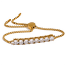 Pulseira Ajustável Com Pedras Banhada em Ouro 18k