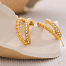 Brinco Argola Dupla com Pérolas Banhado em Ouro 18k