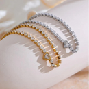 Pulseira de Pedras de Zircônia e Coração Banhada em Ouro 18k