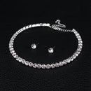 Conjunto de joias de cristal redondo de luxo para mulheres charme prata