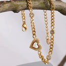 Pulseira Coração e Zircônias Banhado em Ouro 18k