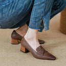 Oxford Sapato Feminino de Couro - Café