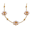 Colar com Flores de Pérola Banhado em Ouro 18k