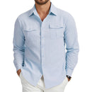 Camisa Masculina Manga Longa em Linho Cargo - Bolsos Duplos