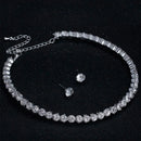 Conjunto de joias de cristal redondo de luxo para mulheres charme prata