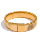 Pulseira Grossa com Textura Banhada em Ouro 18k