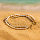 Pulseira Dupla com Pérolas e Zircônias Banhada em Ouro 18k