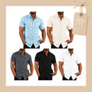 Camisa Masculina em Linho de Manga Curta Ipanema