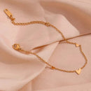 Pulseira Com Corações Banhada em Ouro 18k