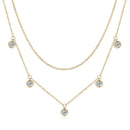 Colar Duplo de Prata 925 com Pedras Moissanite
