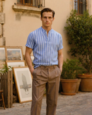 Camisa Masculina Listrada Gola Padre Mônaco
