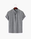 Camisa Masculina Listrada Gola Padre Mônaco