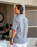 Camisa Masculina Listrada Gola Padre Mônaco